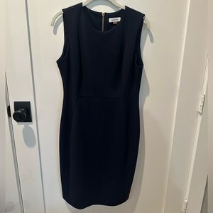 Calvin Klein Sleeveless Sheath Dress | Size 10 | Navy with Gold zipper